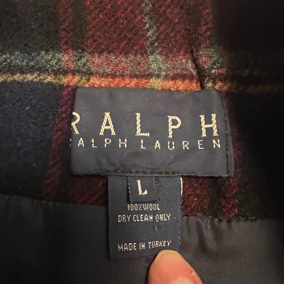 Ralph By Ralph Lauren 100% Wool Coat Double Breasted Red Navy Vintage 90s Large - Picture 3 of 13